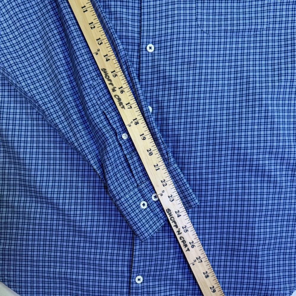 Peter Millar Mens Blue Micro Check Cashmere Blend Button Down Shirt Large - Picture 12 of 13